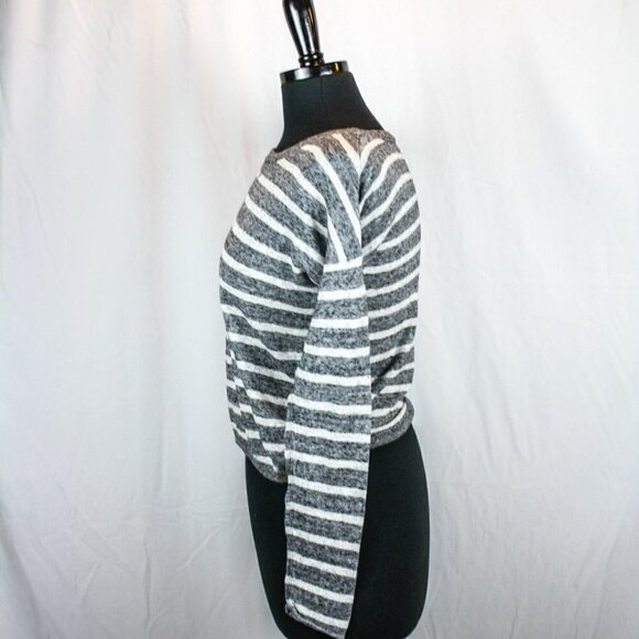 Ann Taylor LOFT Sweater Grey White Striped… - Picture 2 of 4